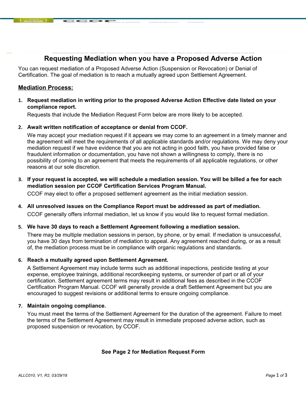 Requesting Mediation When You Have a Proposed Adverse Action