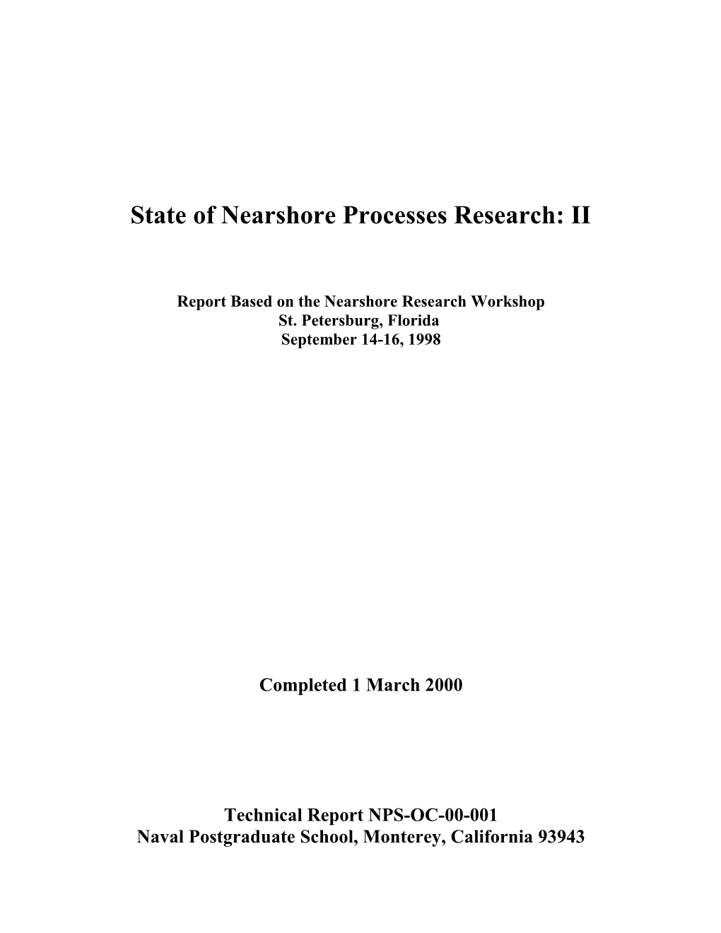 Nearshore Research Workshop Report