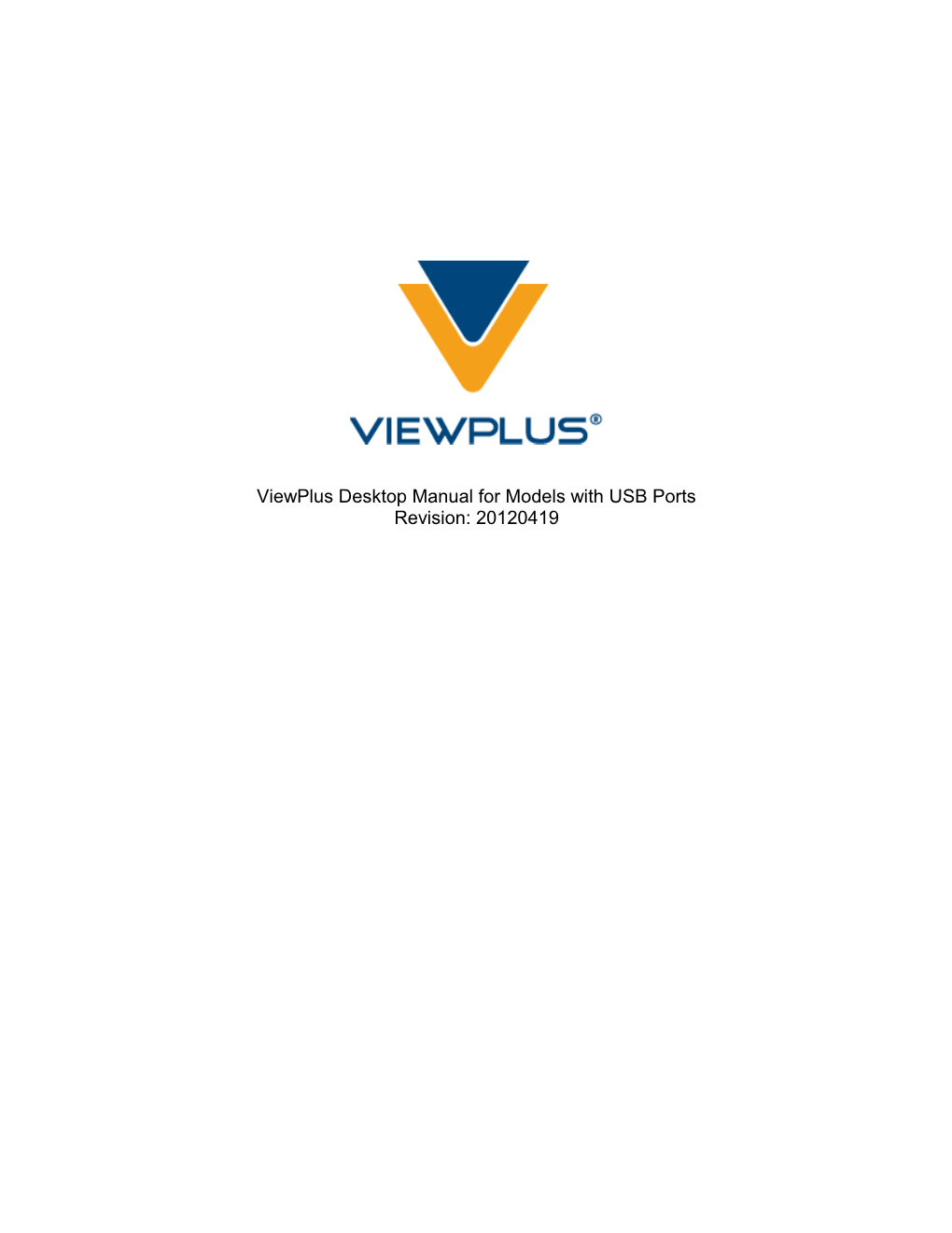 Viewplus Desktop Manual for Models with USB Ports