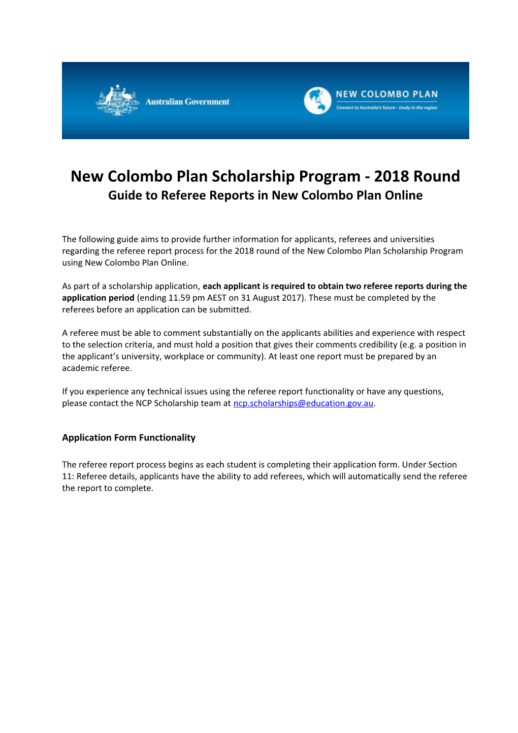 New Colombo Plan Scholarship Program - 2018 Round