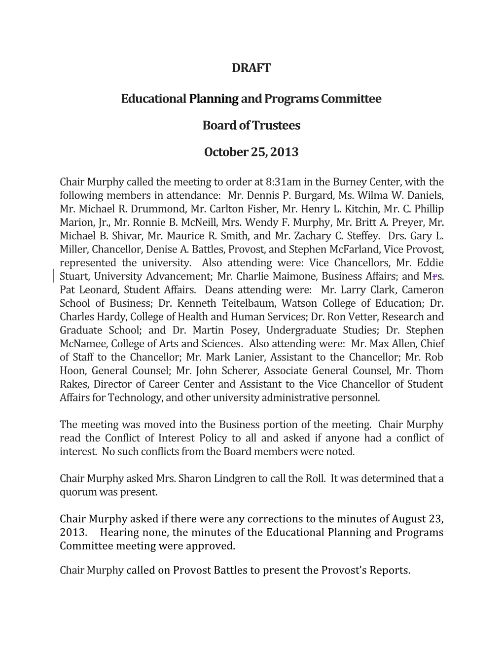 Educational Planning and Programs Committee