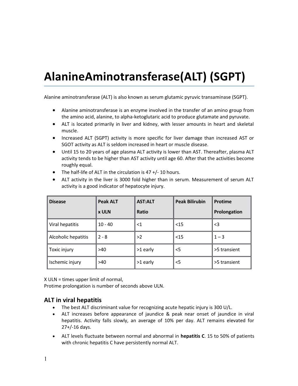 Alanine Aminotransferase (ALT) Is Also Known As Serum Glutamic Pyruvic Transaminase (SGPT)