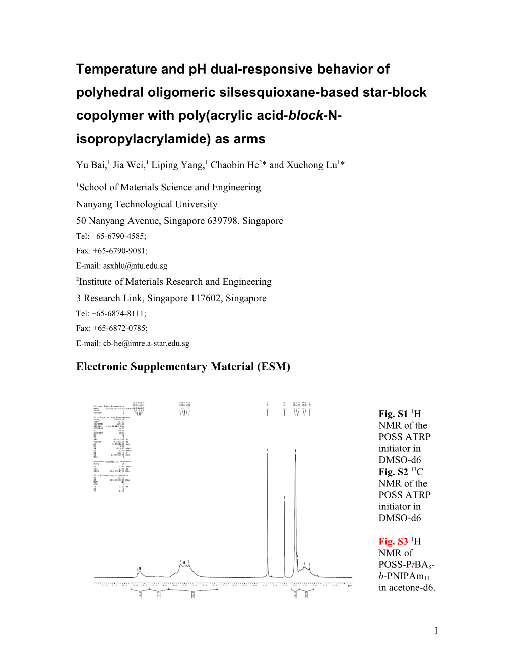 Temperature and Ph Dual-Responsive Behavior of Polyhedral Oligomeric Silsesquioxane-Based