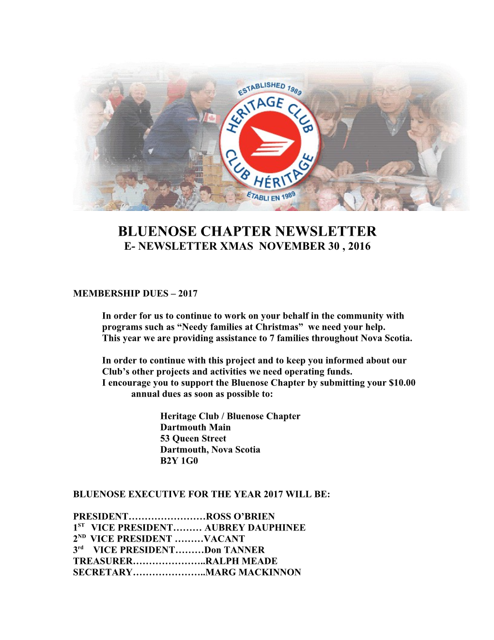 Bluenose Chapter Newsletter