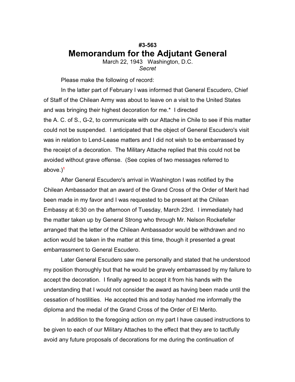 Memorandum for the Adjutant General