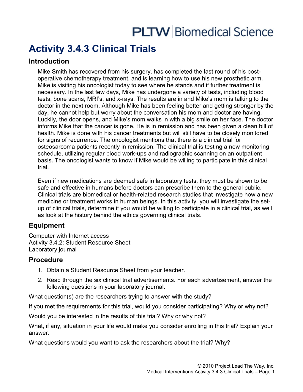 Activity 3.4.3 Clinical Trials