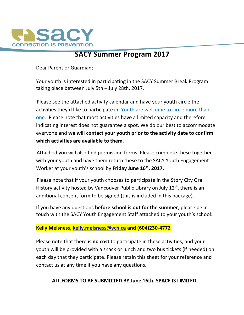 SACY Summer Program 2017