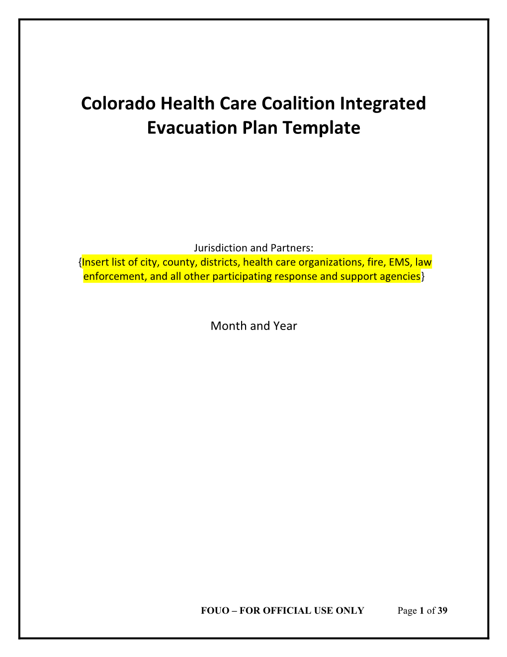 Regional Healthcare Evacuation Annex