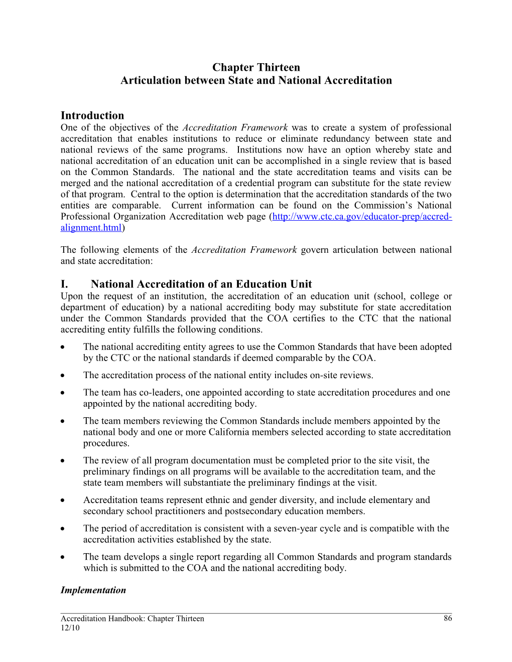 Articulation Between State and National Accreditation