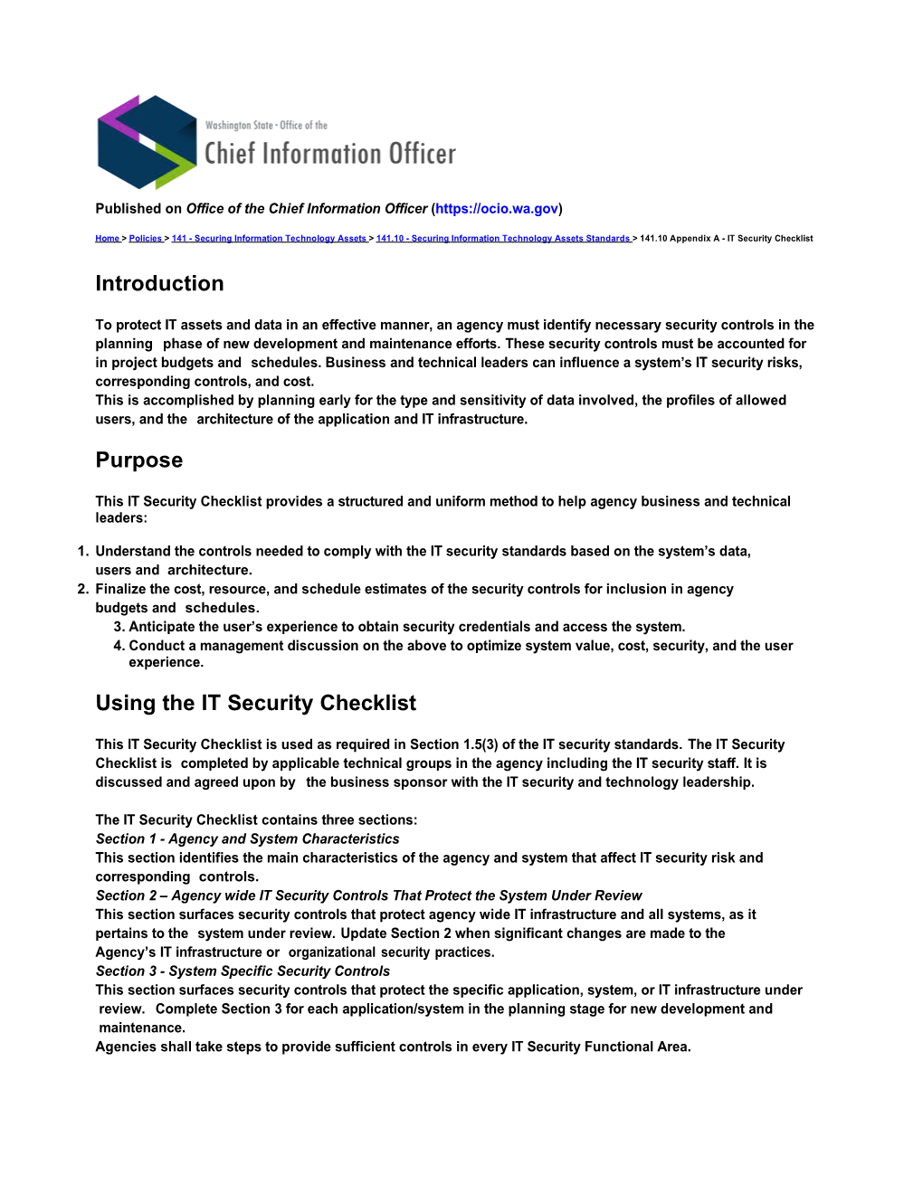 141.10 Appendix a - IT Security Checklist