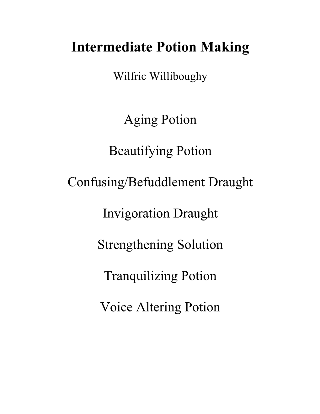 Intermediate Potion Making by Wilfric Williboughy