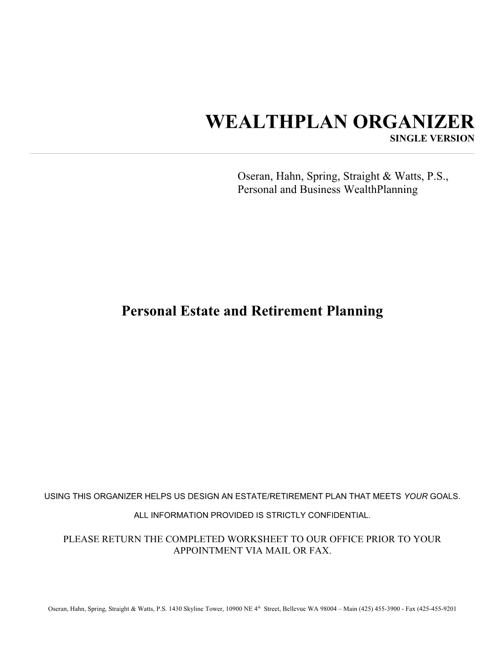Wealthplan Organizer