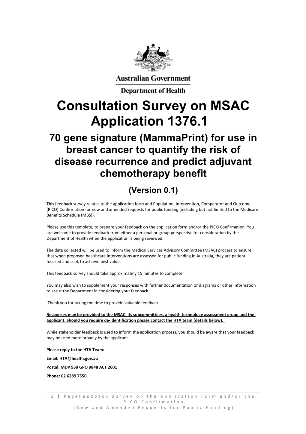 Consultation Survey on Msacapplication 1376.1
