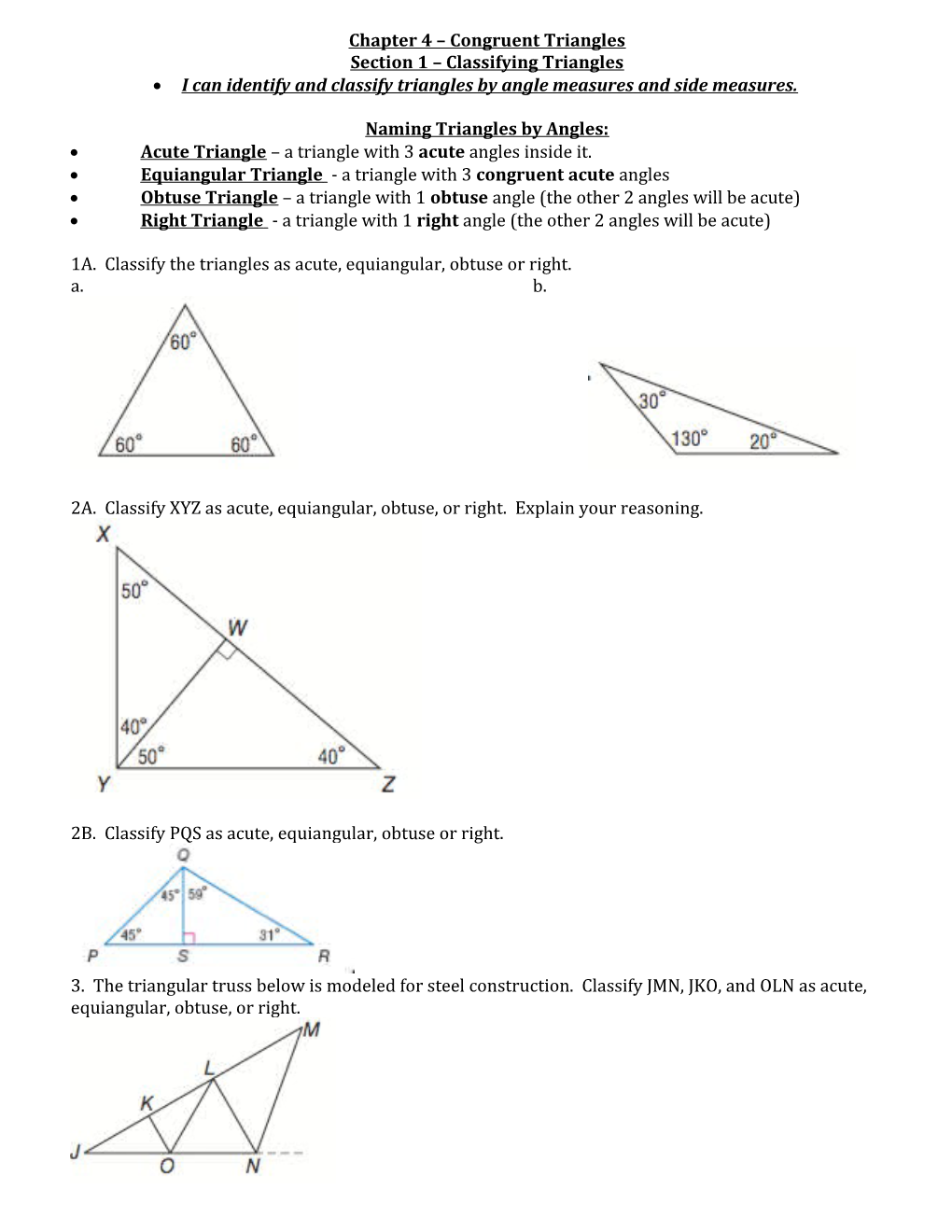 Chapter 4 Congruent Triangles