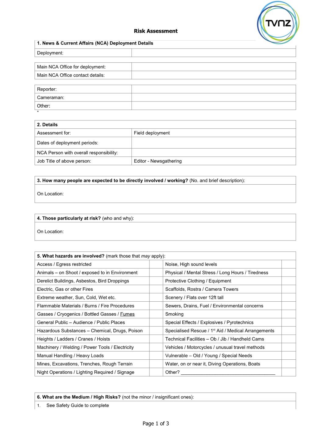 Scrapheap Challenge / Junkyard Wars Risk Assessment (Page 1)