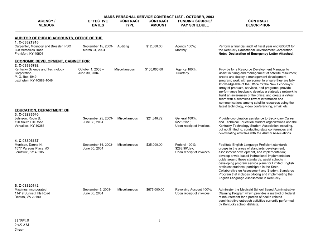 Auditor of Public Accounts, Office of The