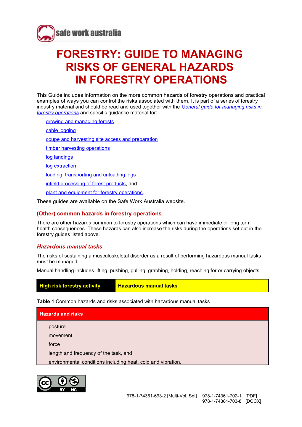 08. Forestry: Guide to Managing Risks of General Hazards in Forestry Operations