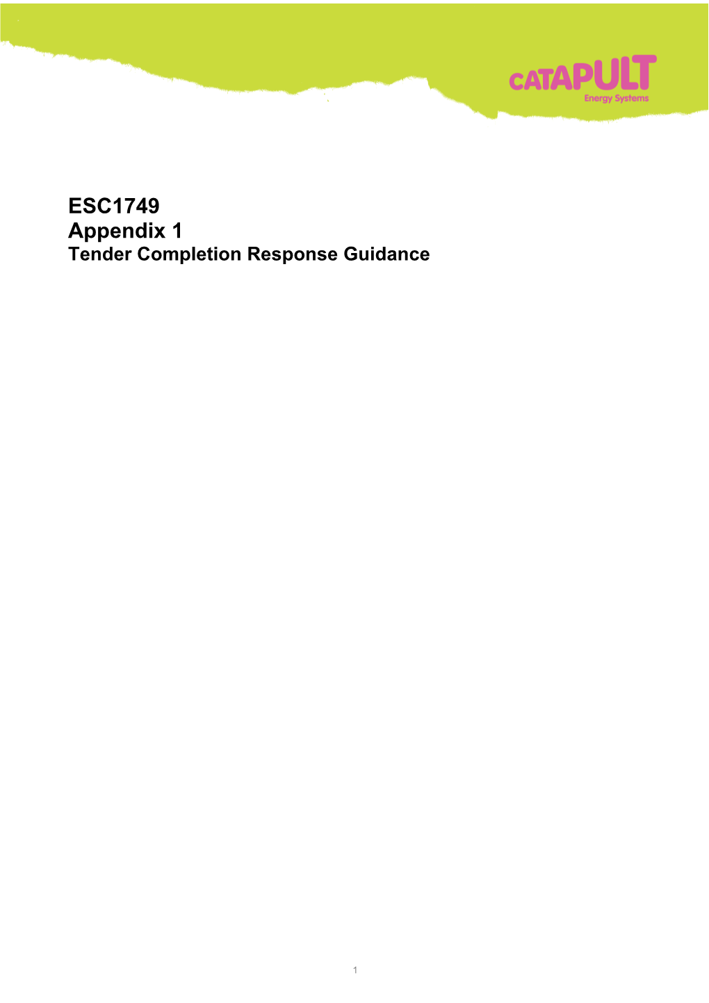 Tender Completion Response Guidance