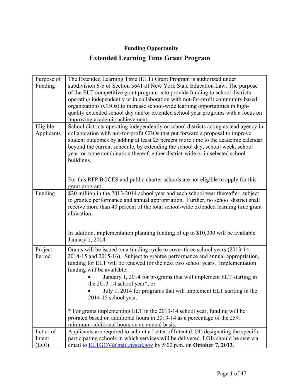 2012-2015 School District Performance Improvement Competitive Grant Program