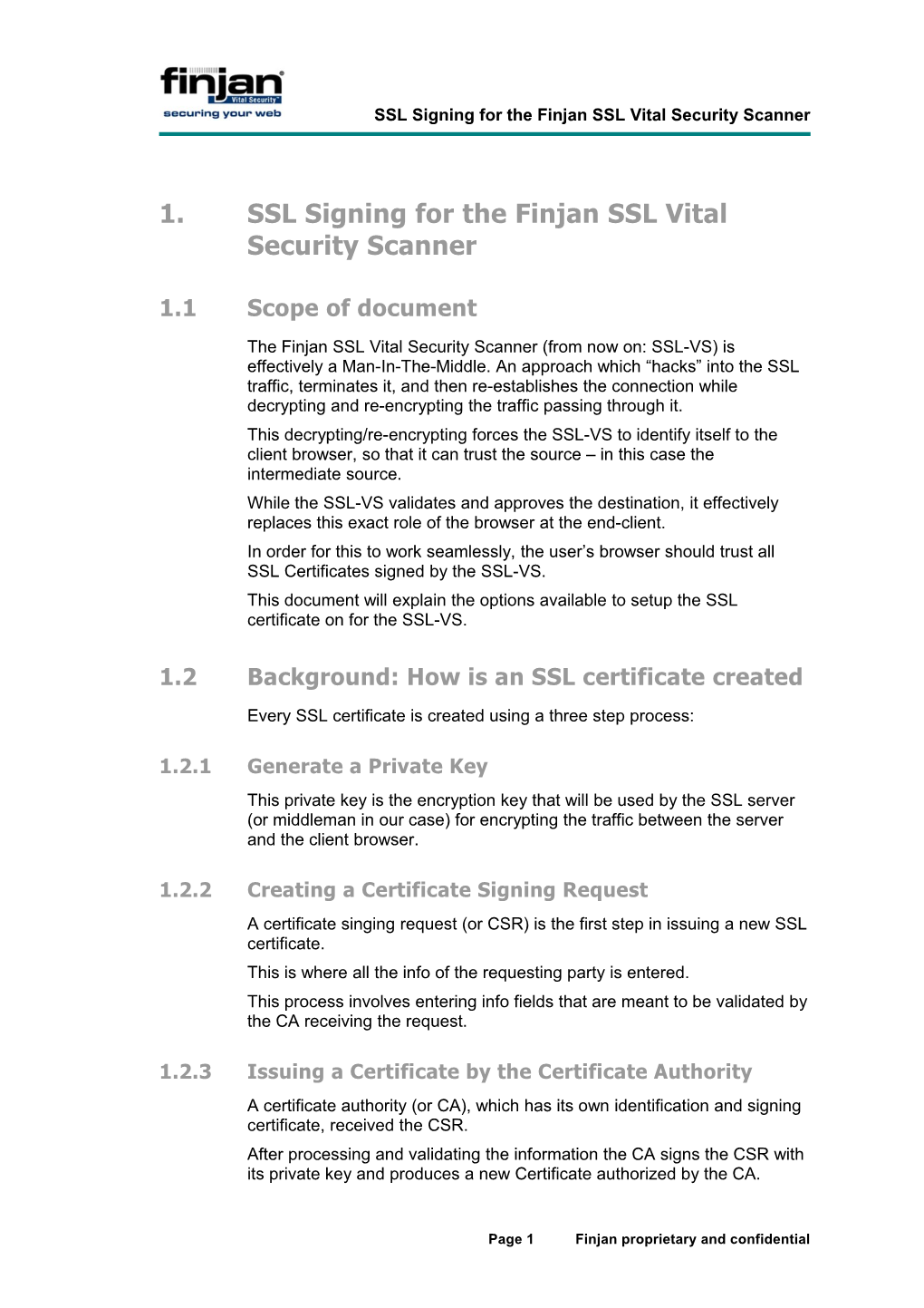 SSL Signing for the Finjan SSL Vital Security Scanner