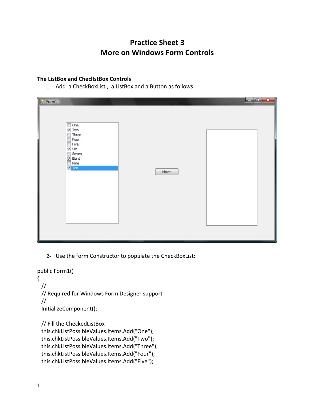 More on Windows Form Controls