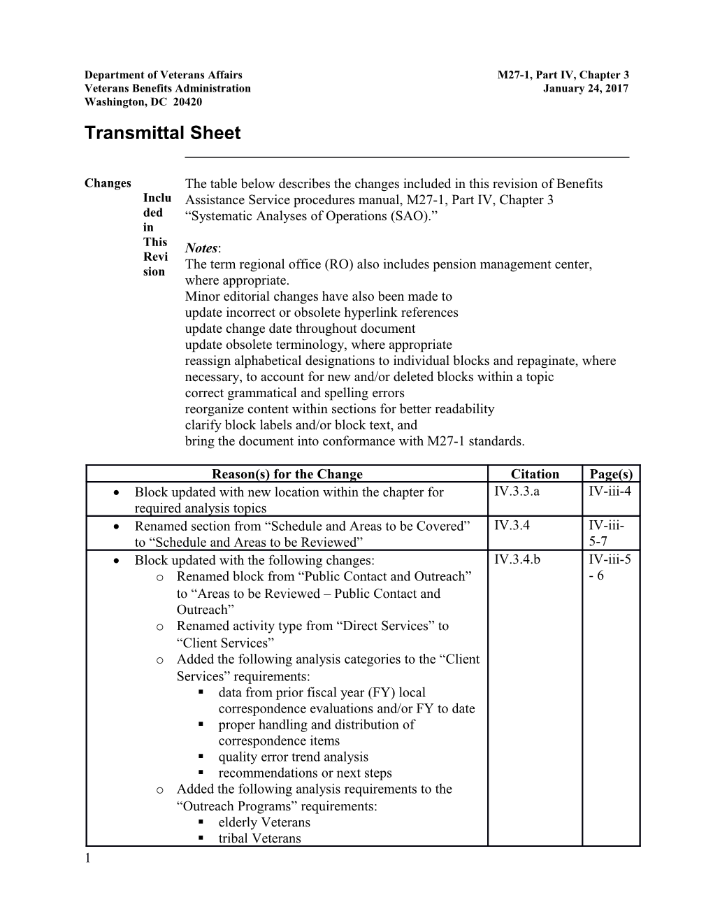 Department of Veterans Affairs M27-1, Part IV, Chapter 3