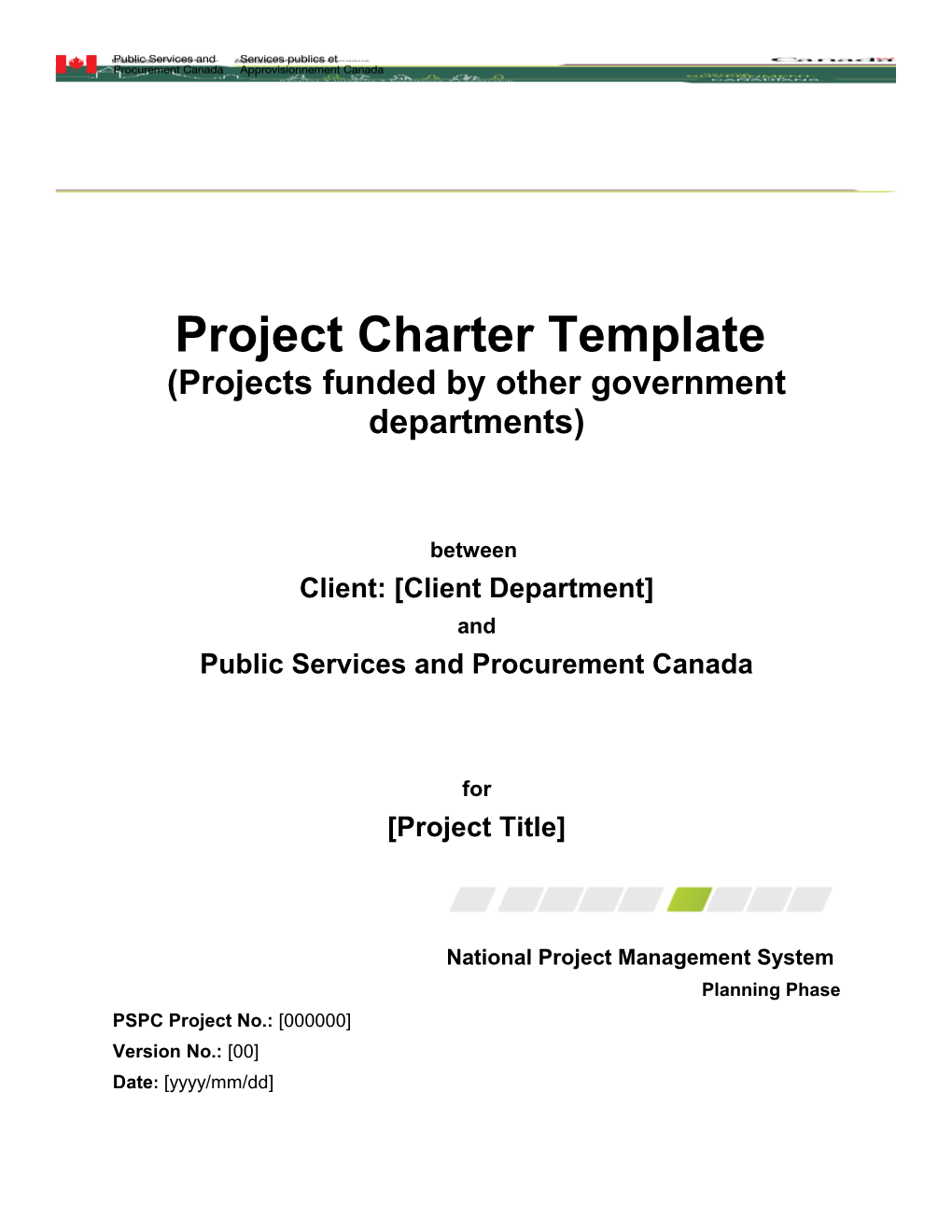 Project Charter Template (Projects Funded by Other Government Departments)