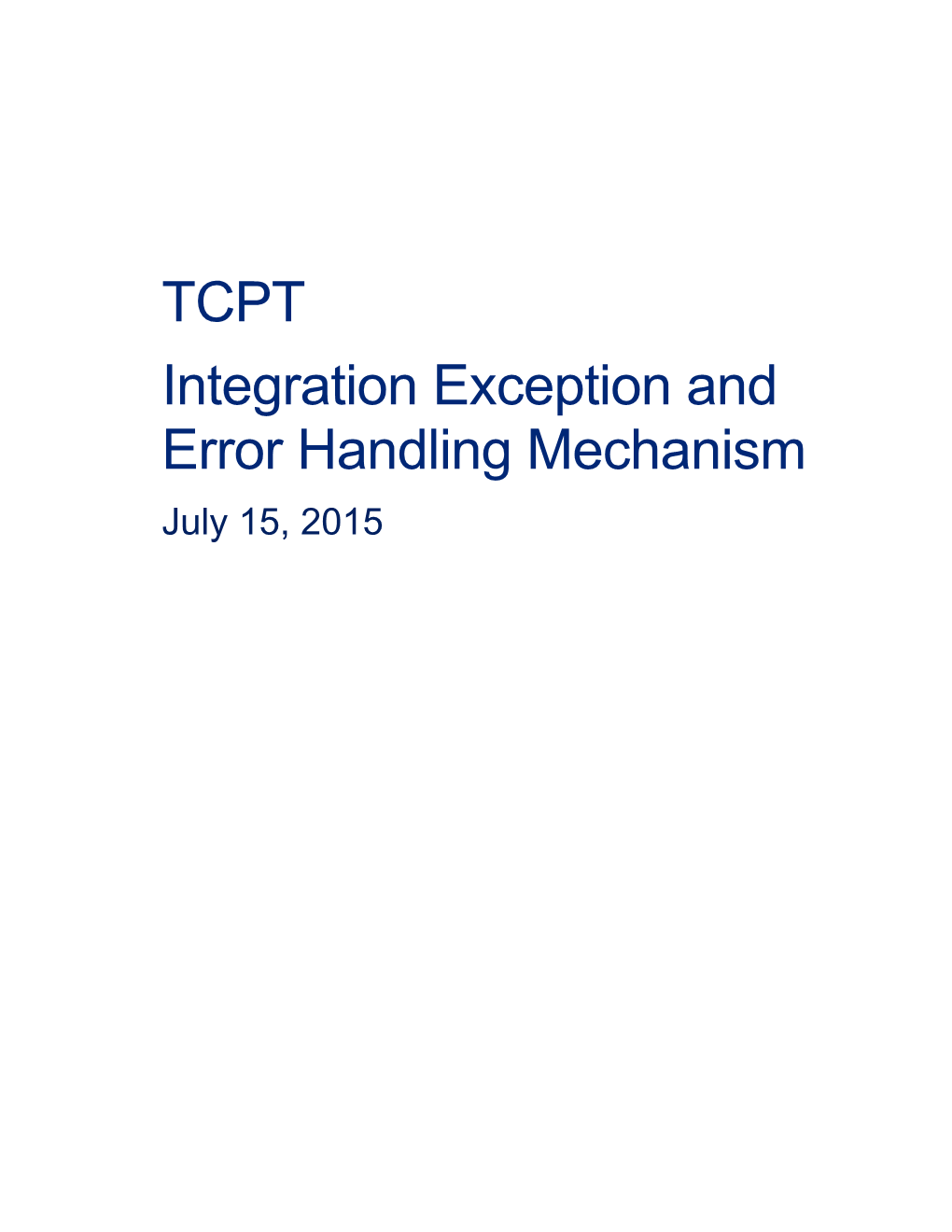 Integration Exception and Error Handling Mechanism