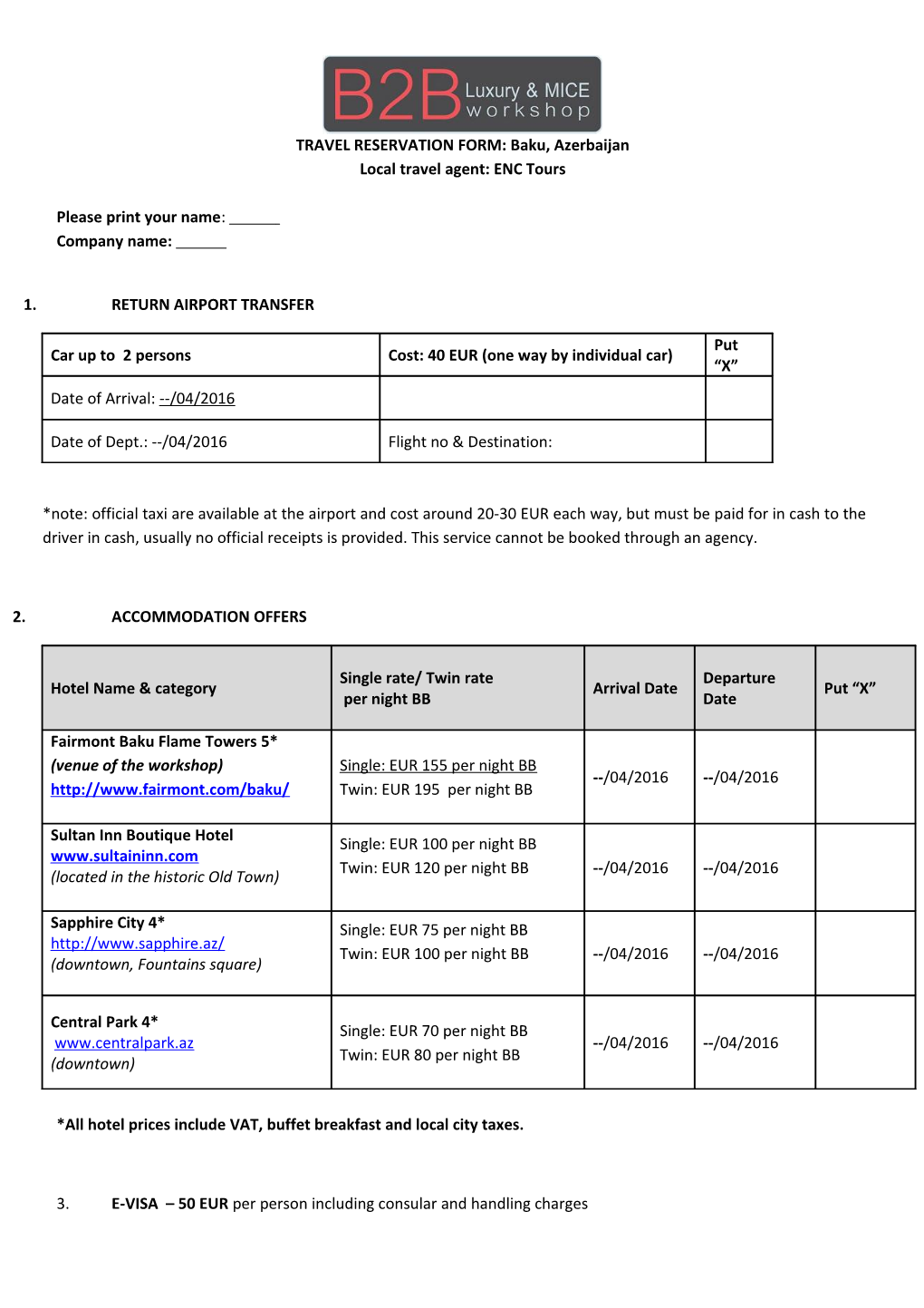 Travel Reservation Form: Arnai Tours