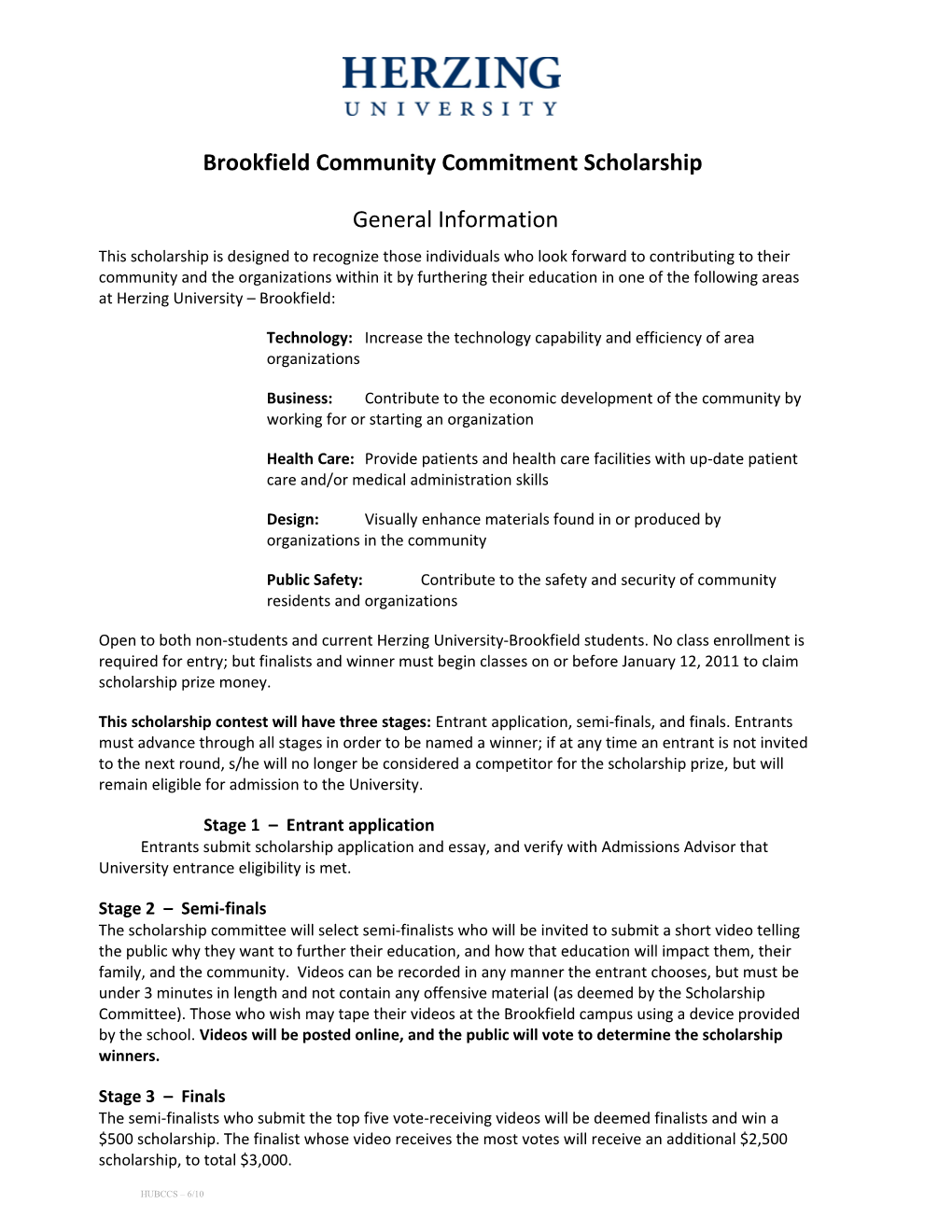 Brookfield Community Commitment Scholarship