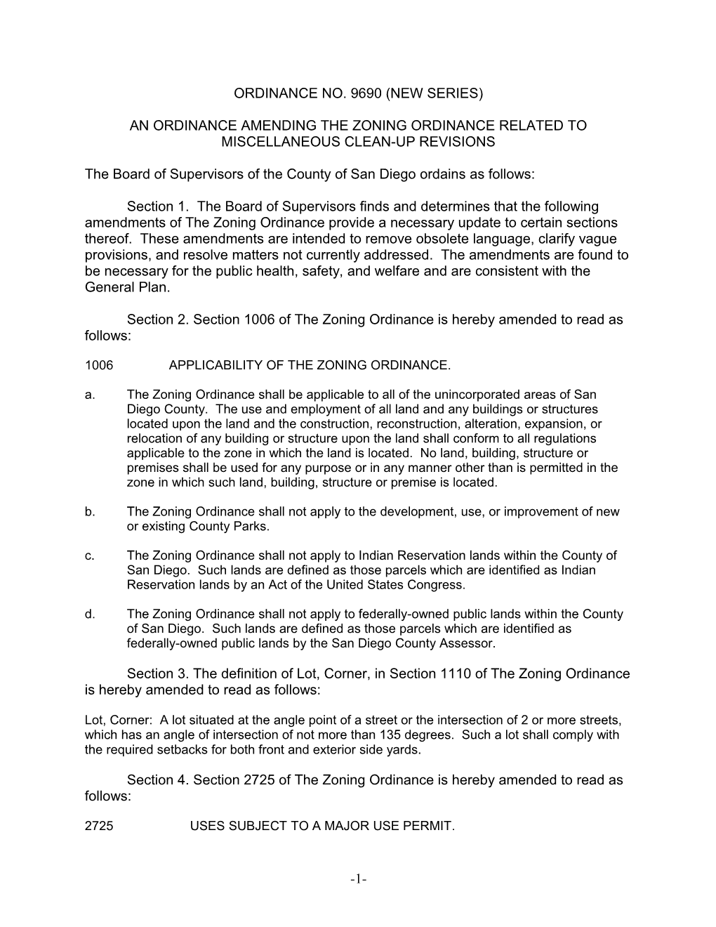 An Ordinance Amending the Zoning Ordinance Related to Miscellaneous Clean-Up Revisions
