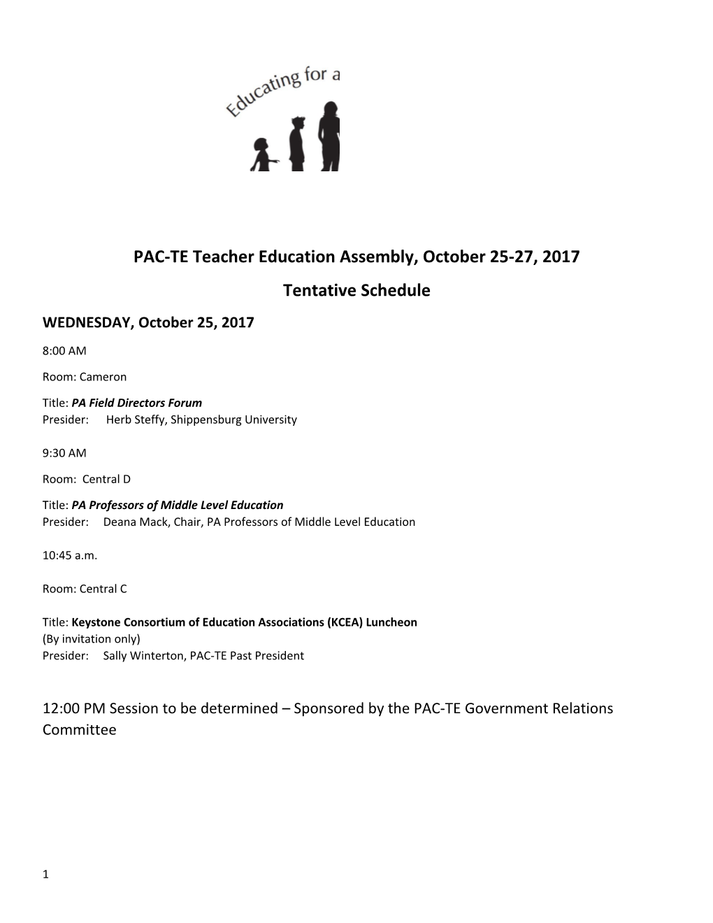 PAC-TE Teacher Education Assembly, October 25-27, 2017