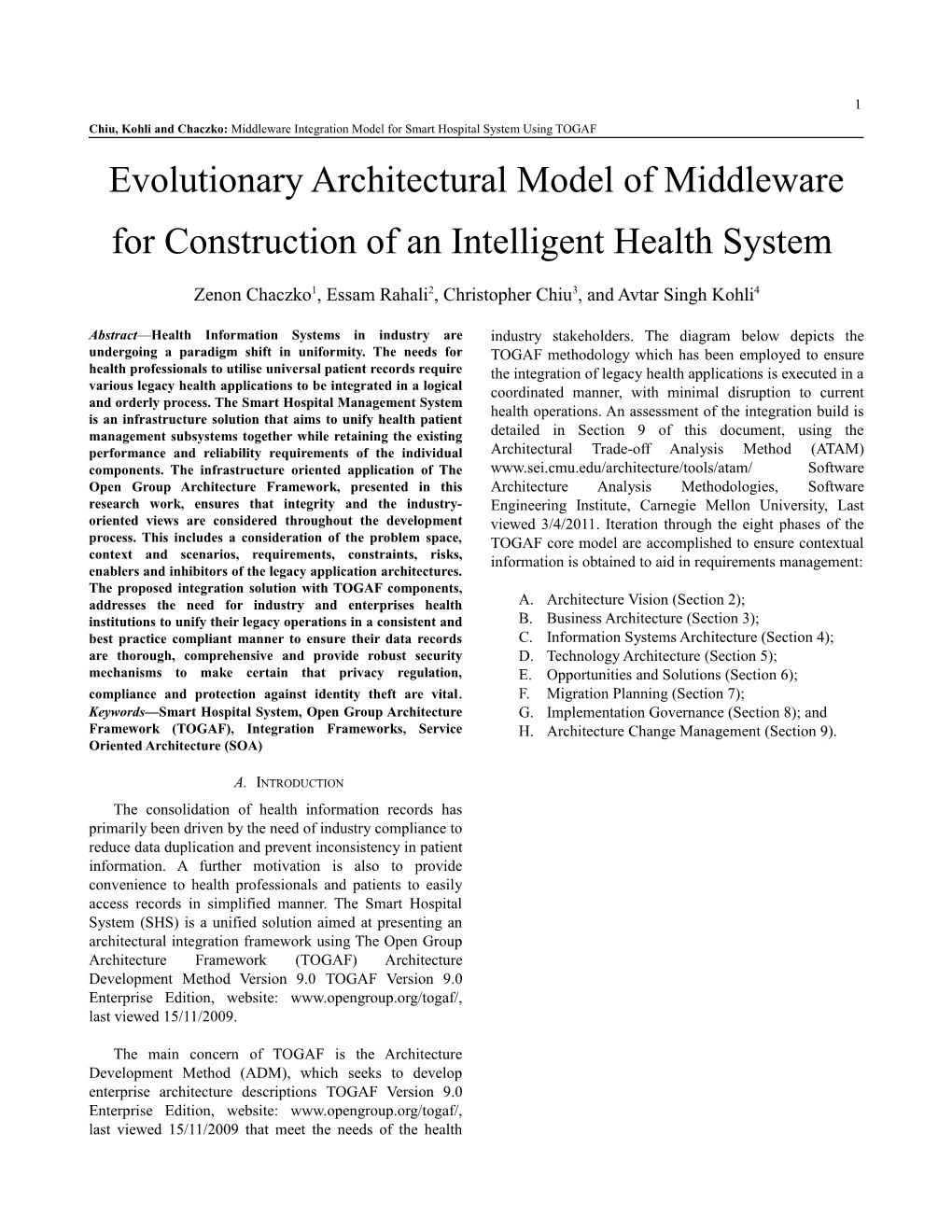 Evolutionary Architectural Model of Middleware