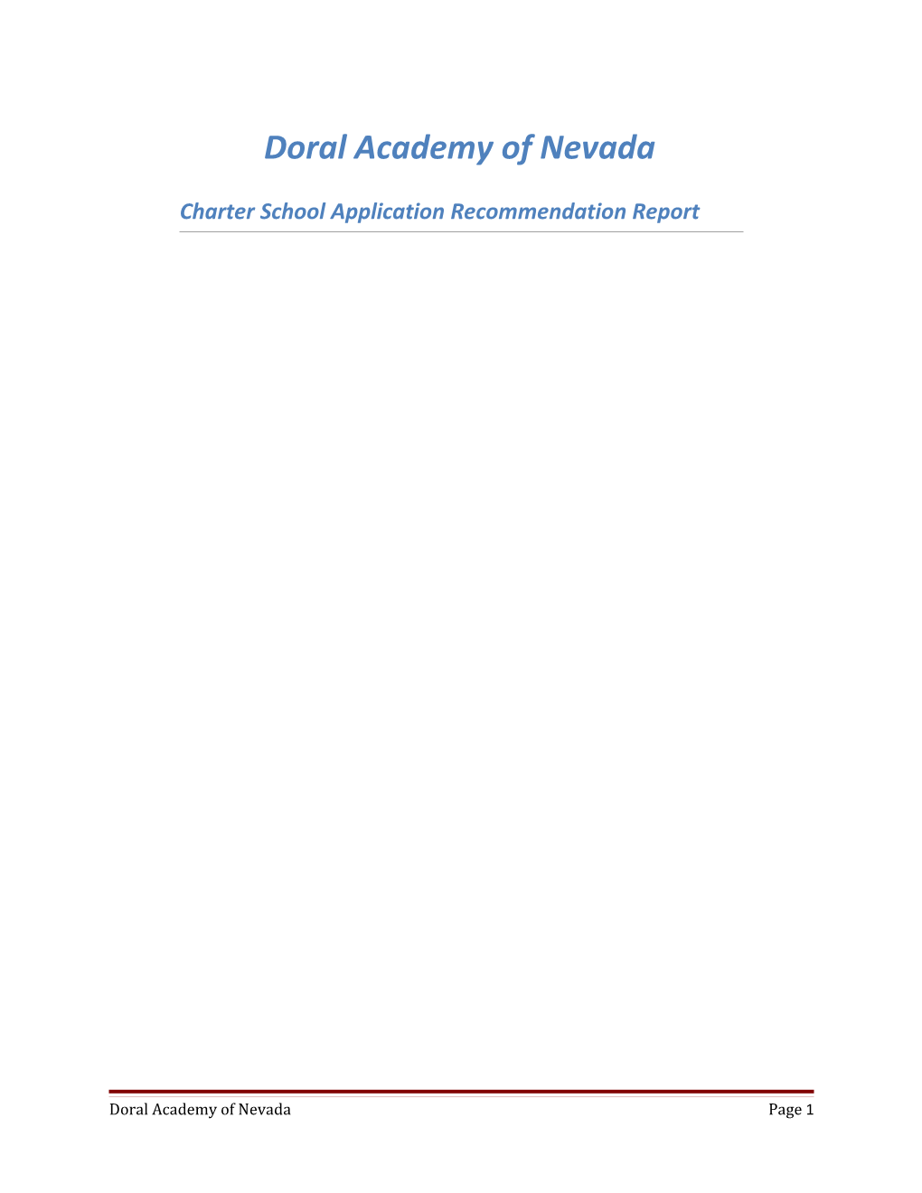 Charter School Application Recommendation Report