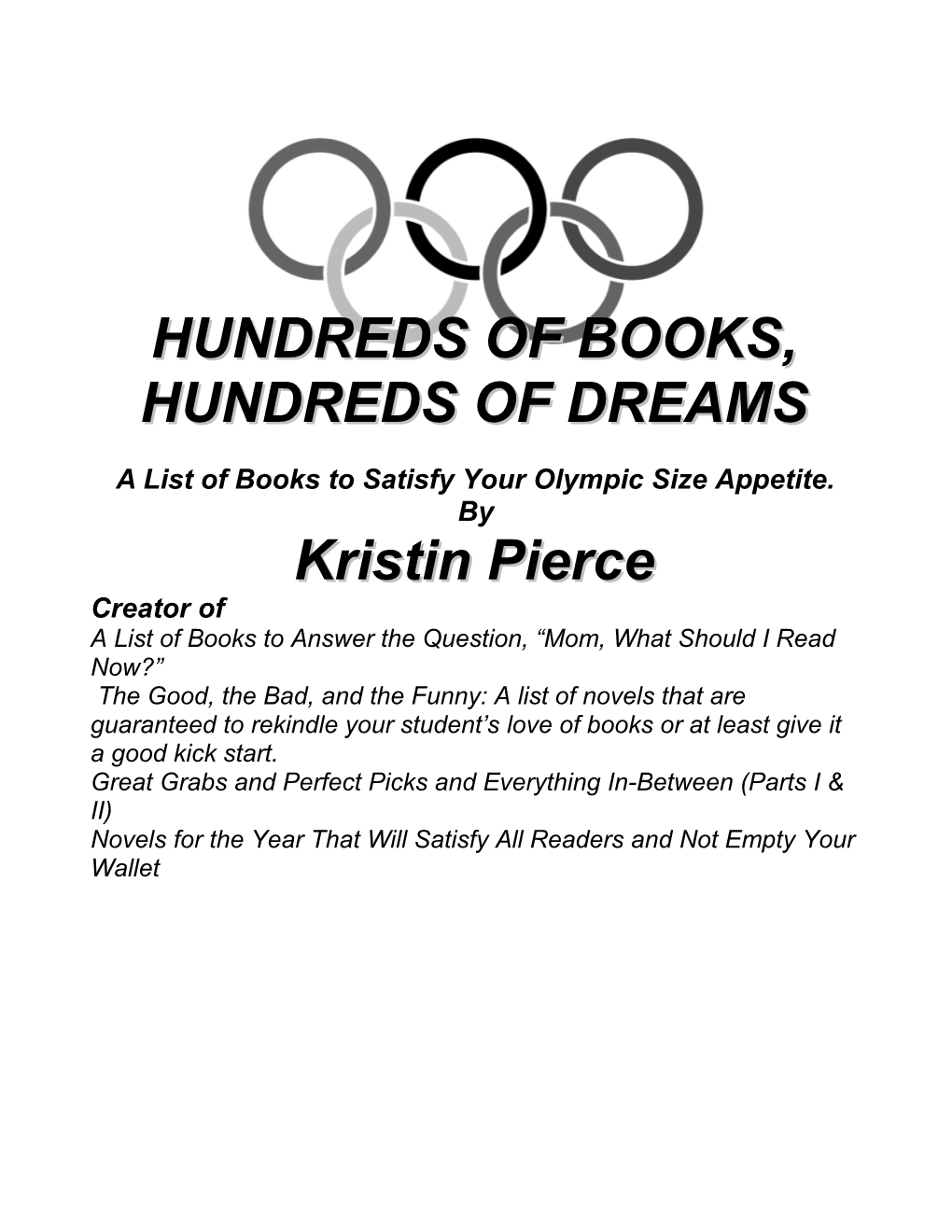 Alist of Books to Satisfy Your Olympic Size Appetite