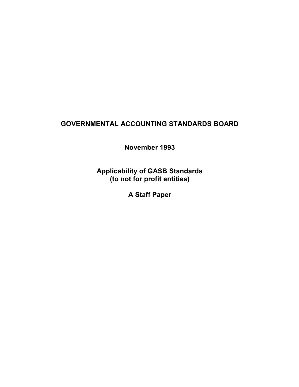 Applicability of GASB Standards