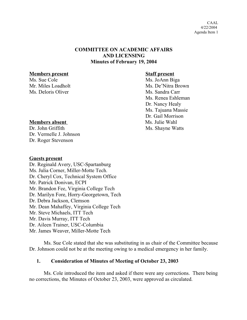 Committee on Academic Affairs