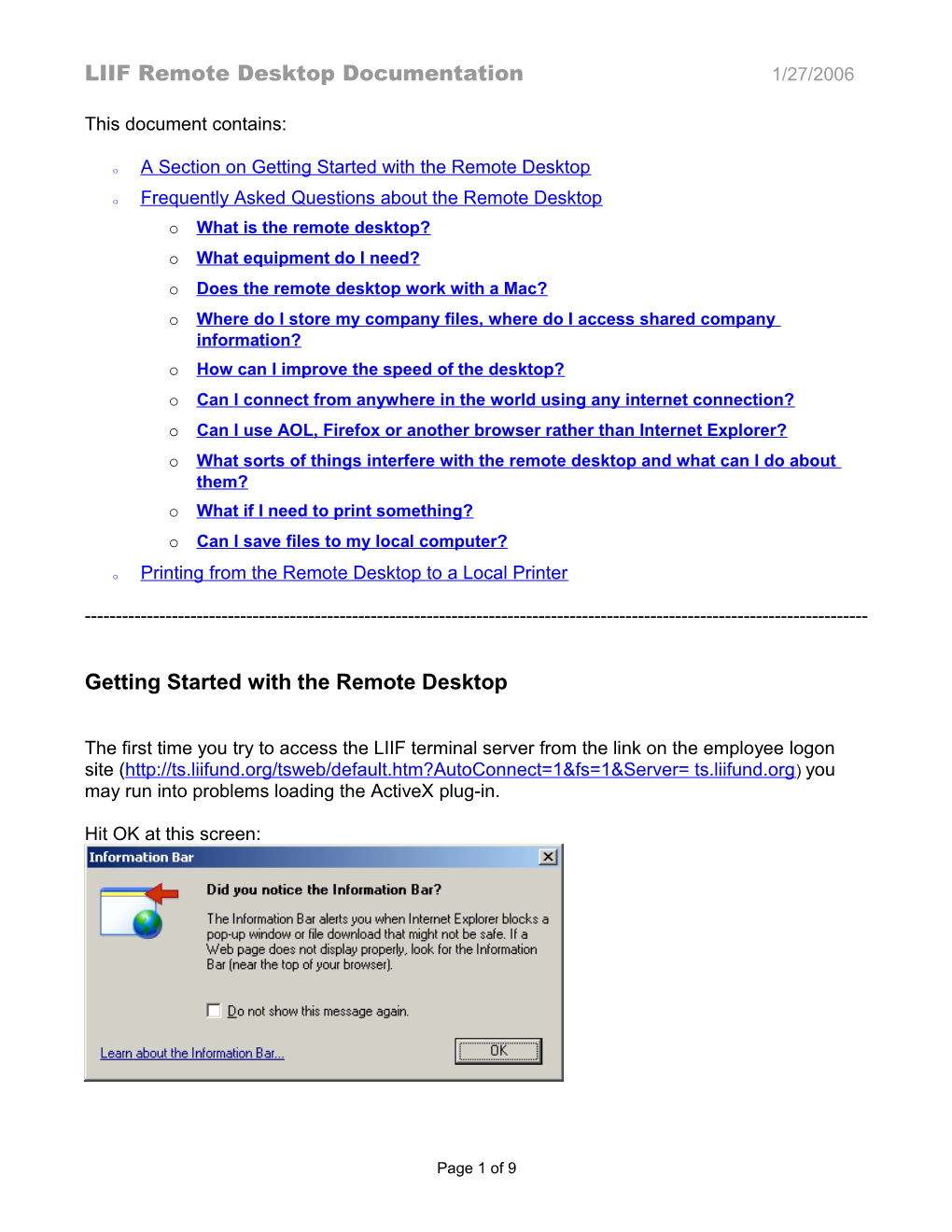 LIIF Remote Desktop Documentation1/27/2006