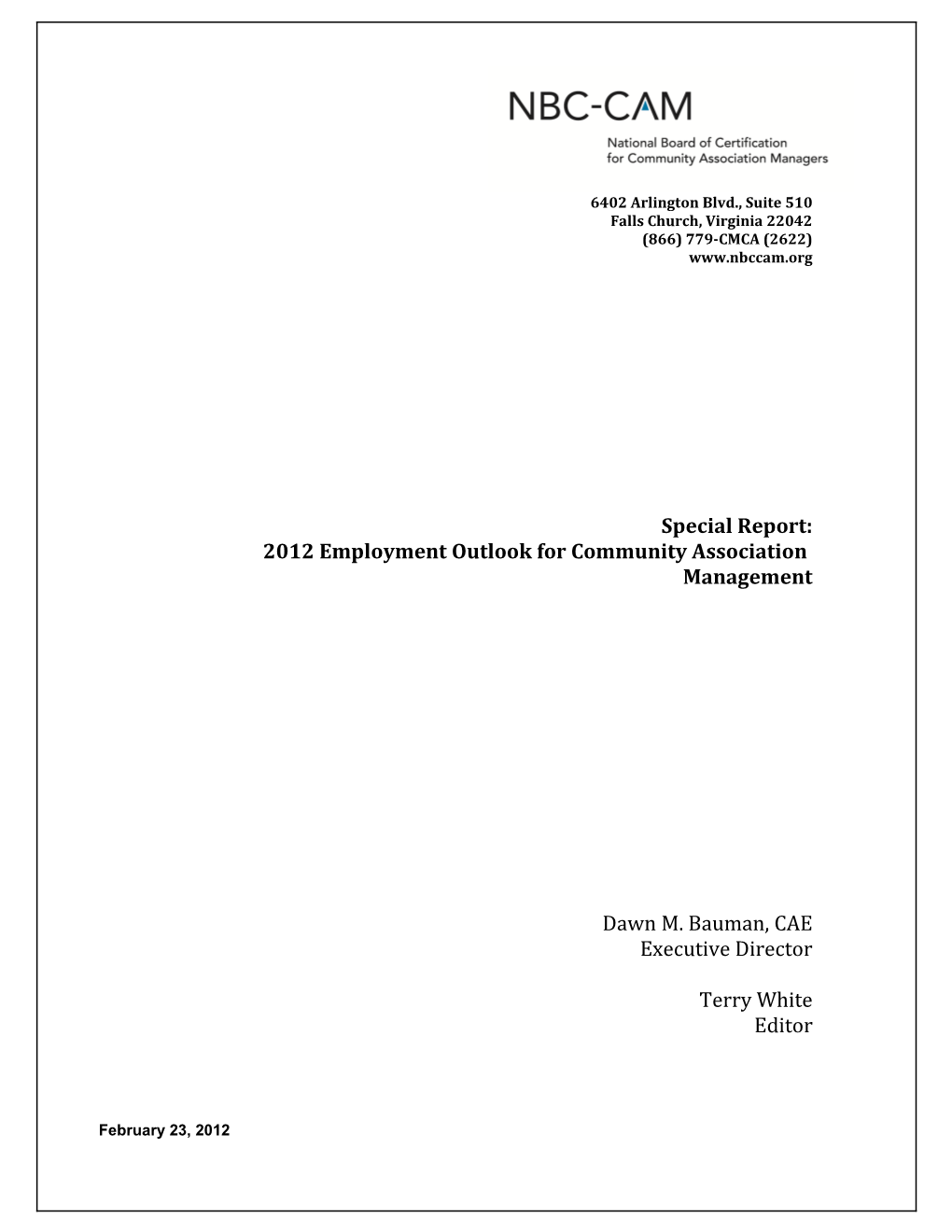 Special Report: 2012 Employment Outlook for Community Association Management