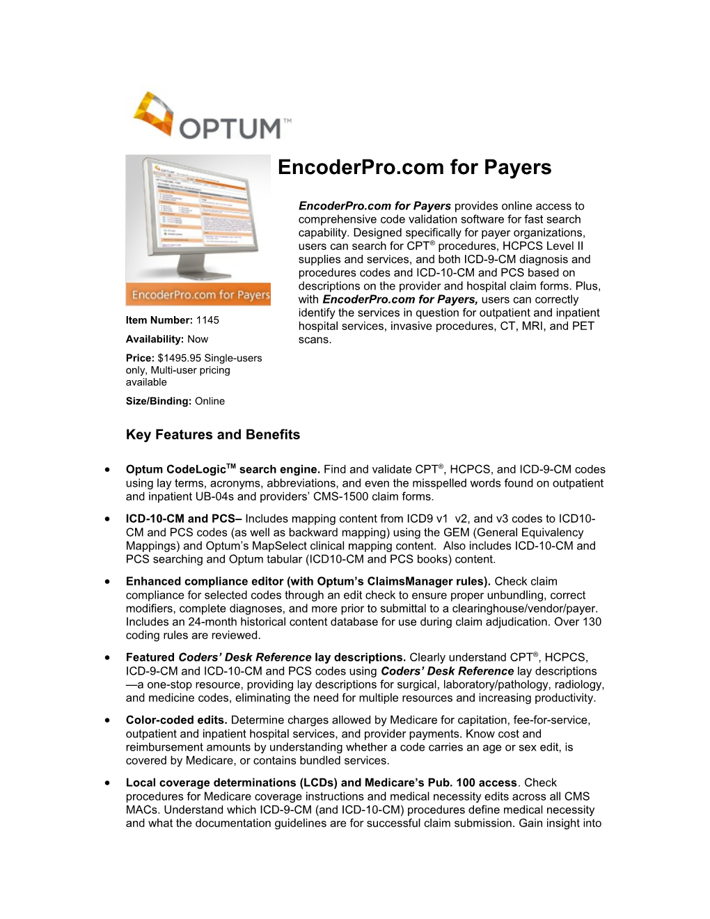 Optum Codelogictm Search Engine. Find and Validate CPT , HCPCS, and ICD-9-CM Codes Using