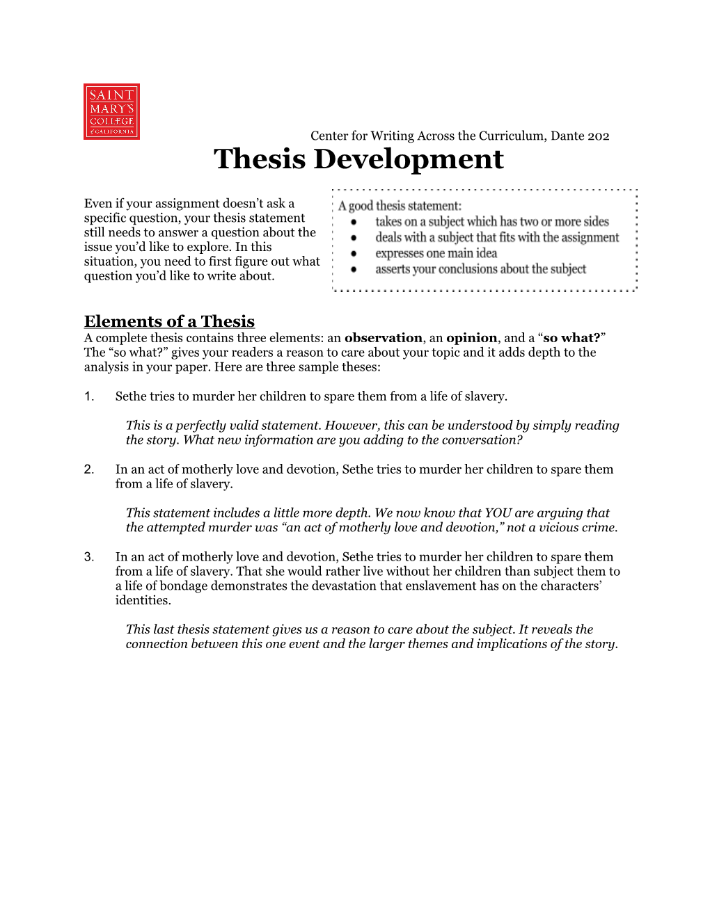 Thesis Development