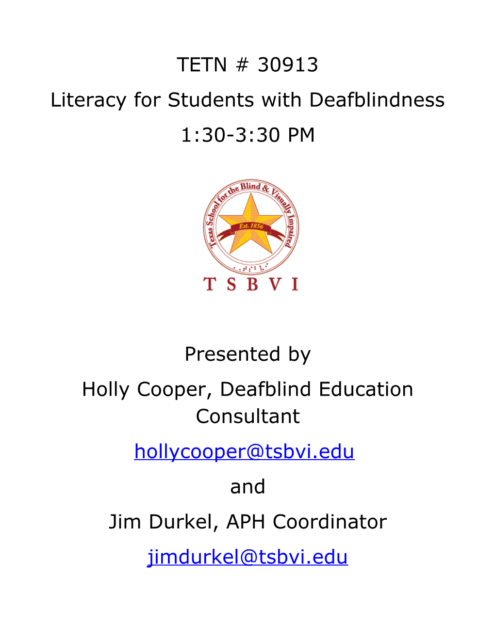 Literacy for Students with Deafblindness