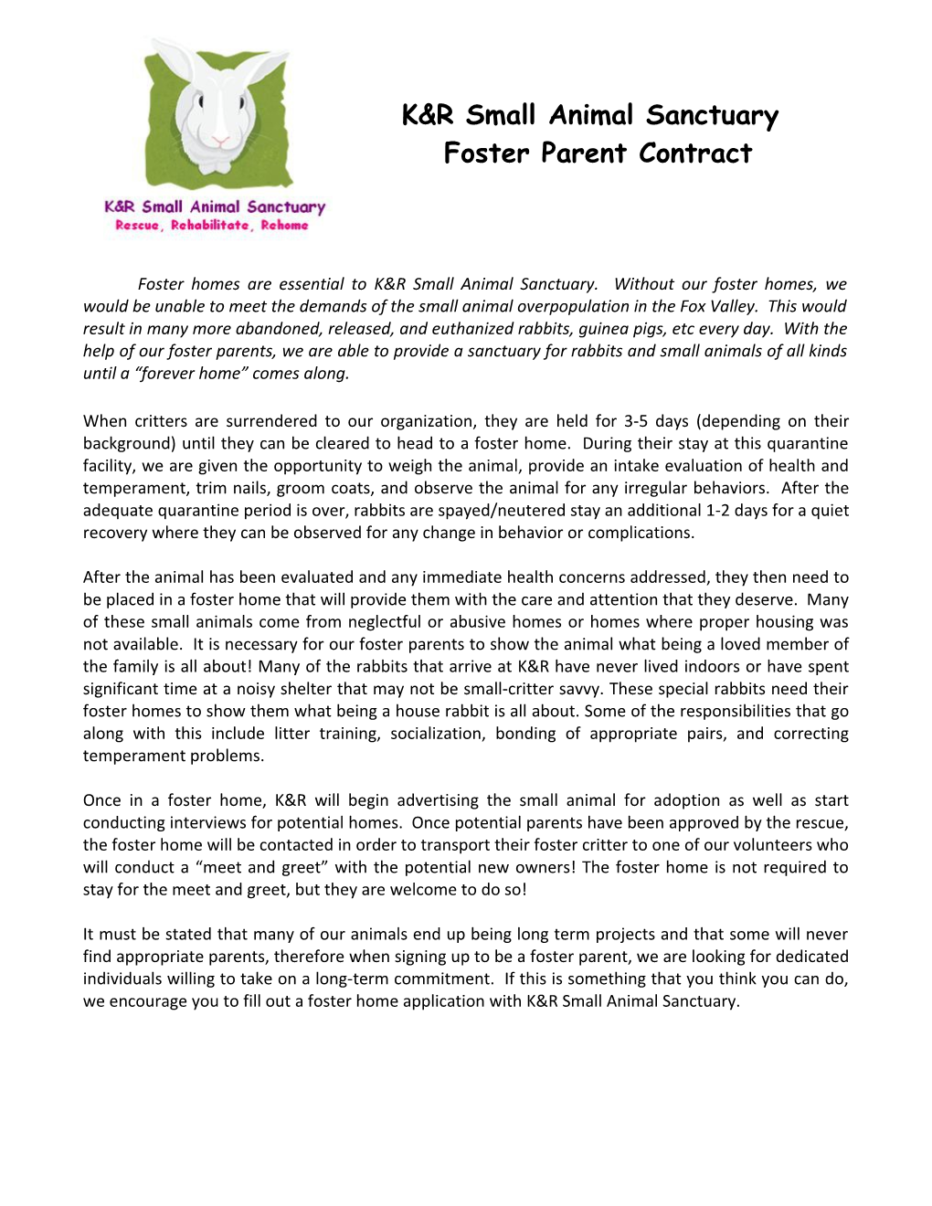 Foster Parent Contract