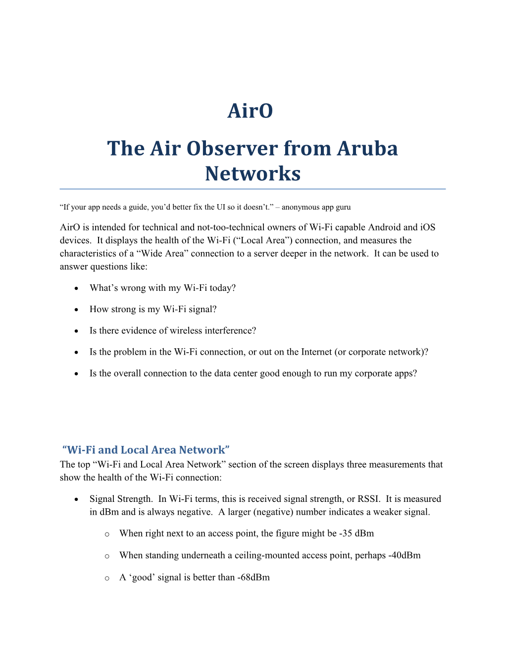 The Air Observer from Aruba Networks
