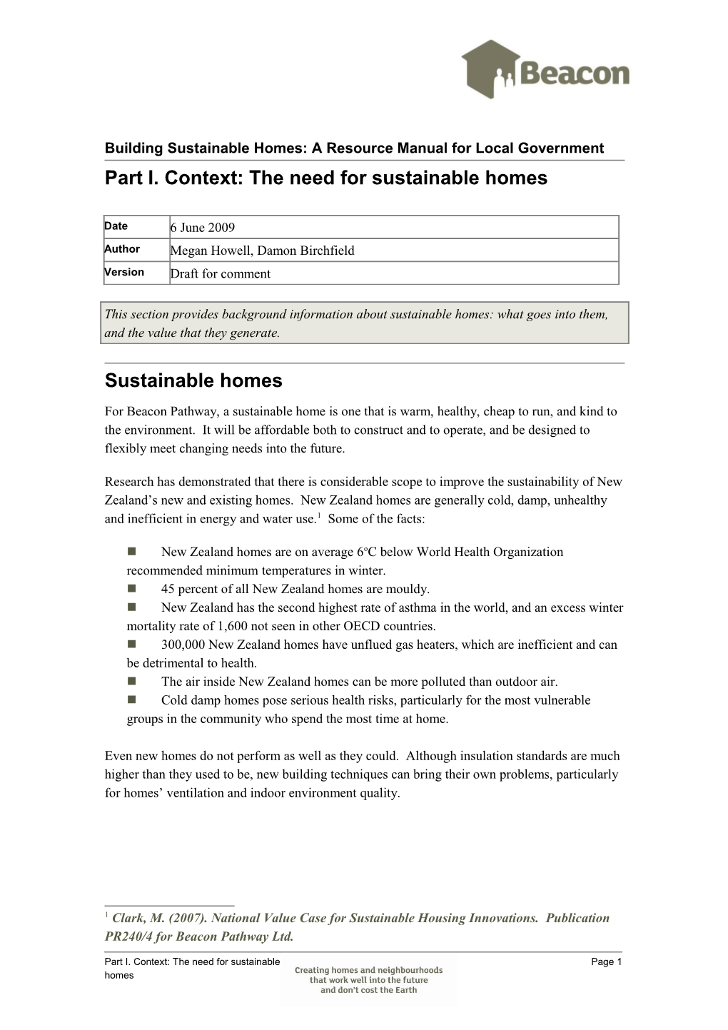 Building Sustainable Homes: a Resource Manual for Local Government