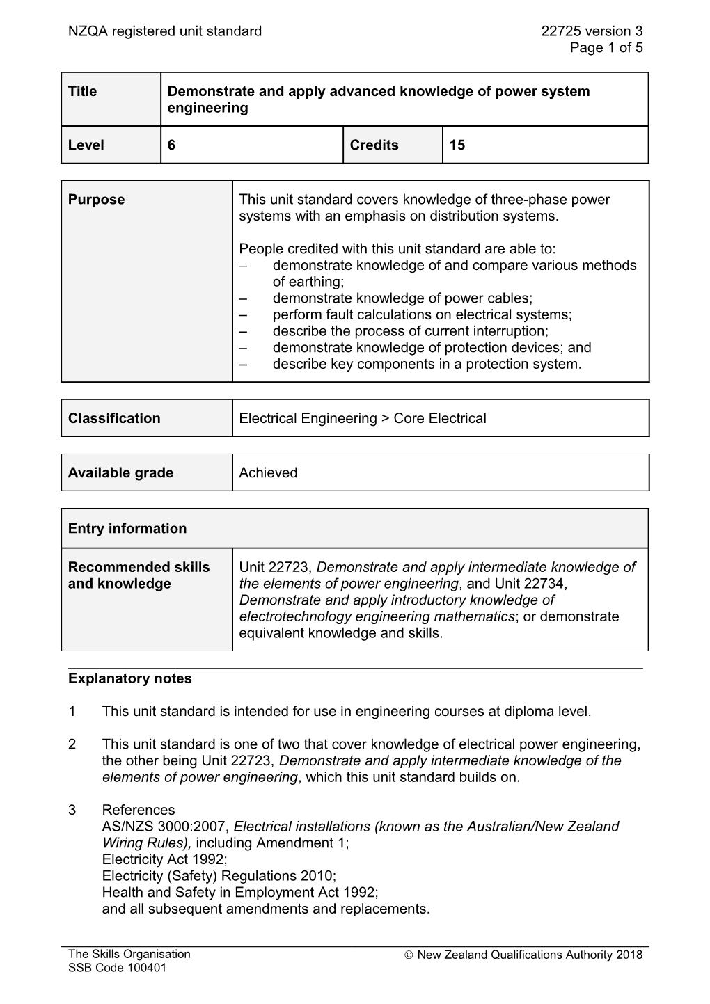 22725 Demonstrate and Apply Advanced Knowledge of Power System Engineering