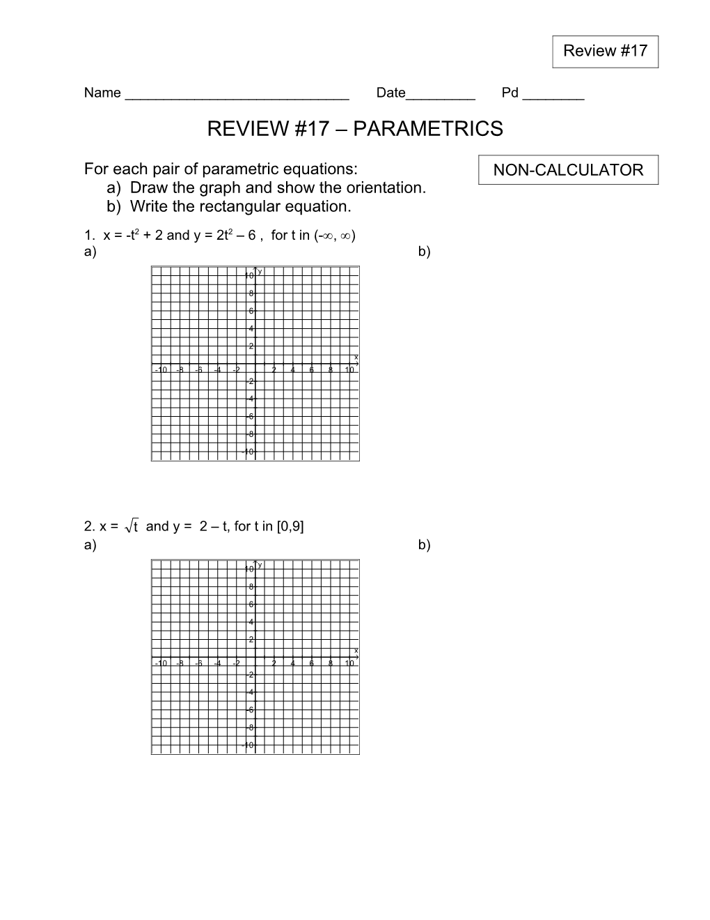 Review #17 Parametrics