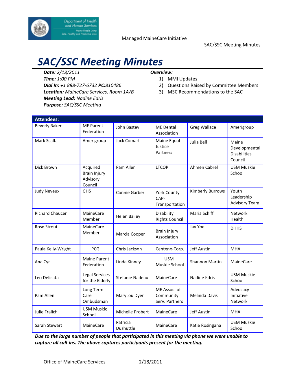 SAC/SSC Meeting Minutes