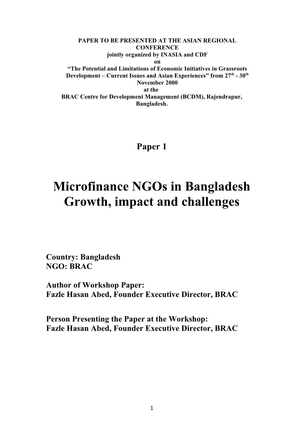 Financing Poor with Microcredit Some Opportunities and Challenges