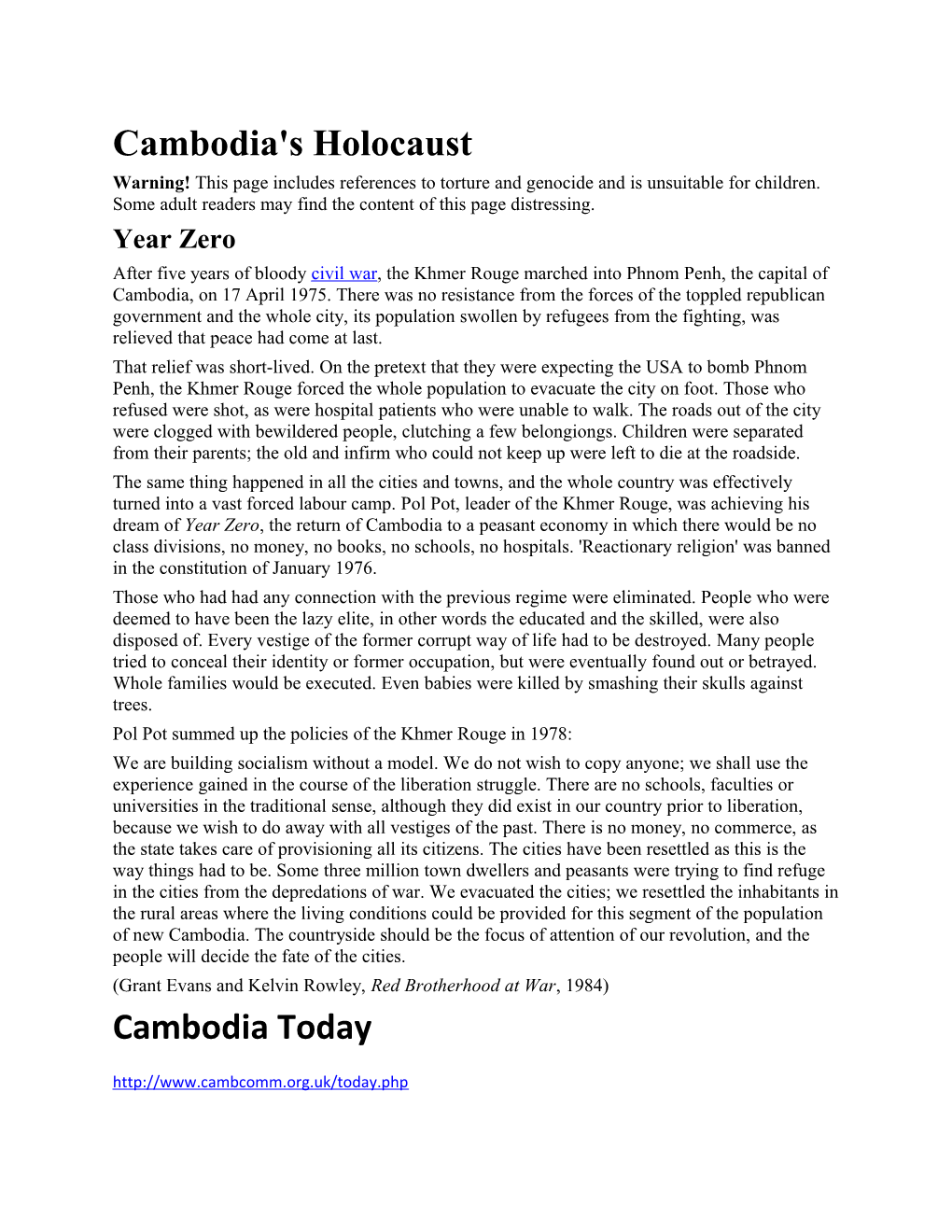 Cambodia's Holocaust